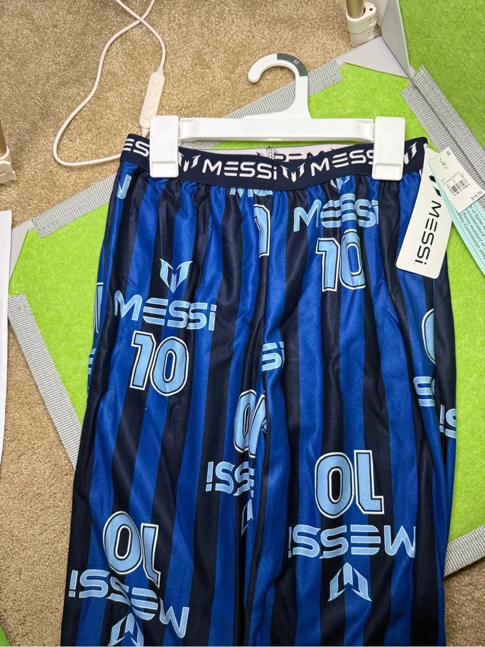Lionel Messi 10 Blue Striped Pajama Pants Kids